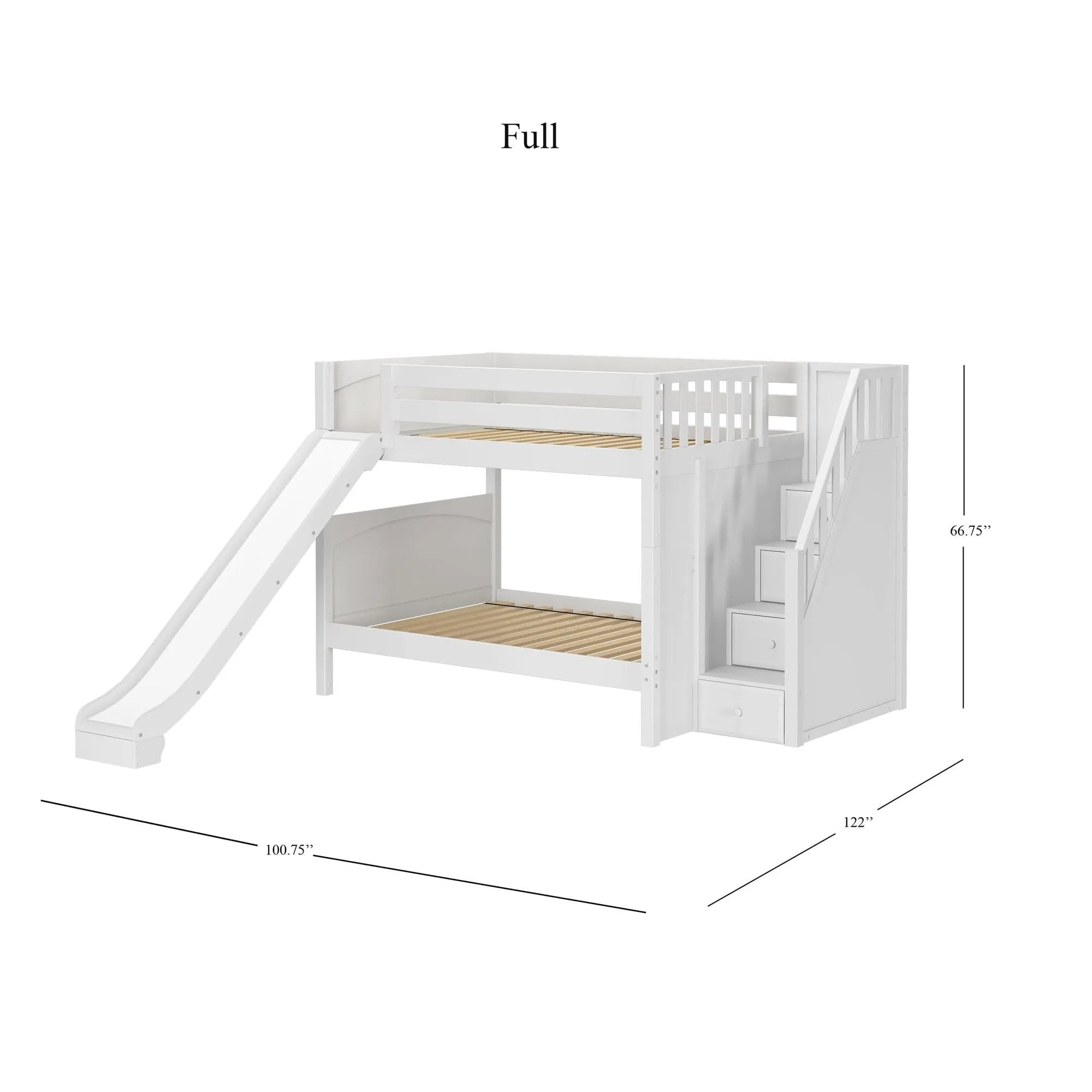 Full Medium Bunk Bed with Stairs and Slide