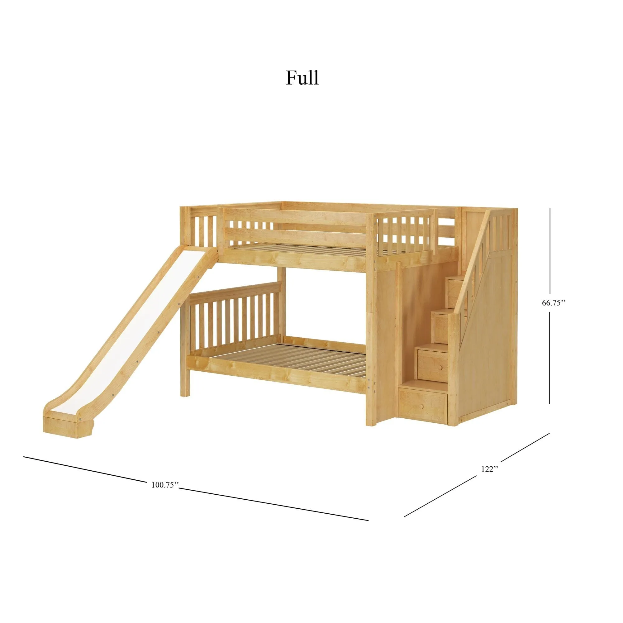 Full Medium Bunk Bed with Stairs and Slide