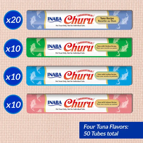 Inaba Churu Puree Tuna Variety Pack Cat Treats 14g x 50