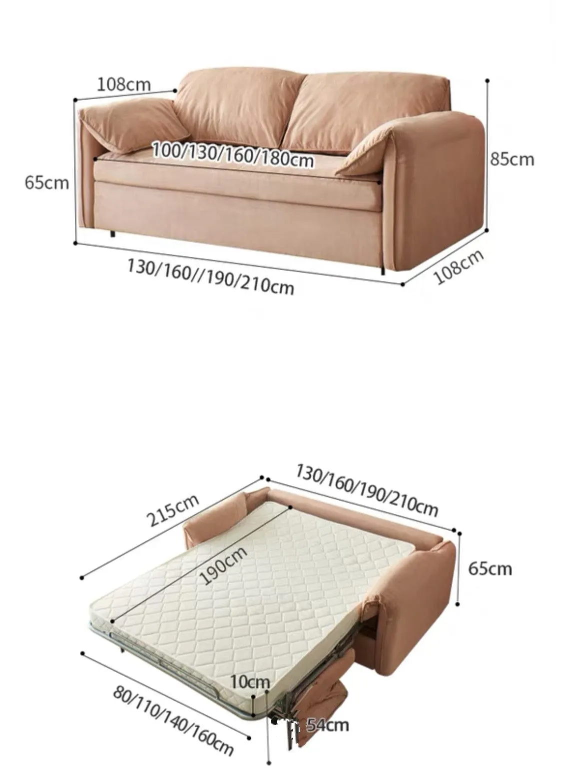 Joan Foldable Sofa Bed with Mattress