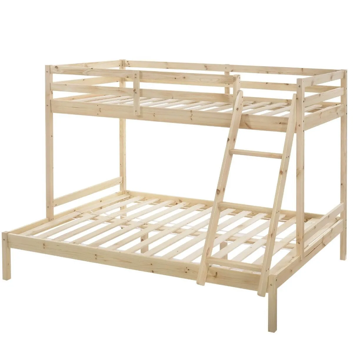 Kids Solid Timber Single over Double Bunk Bed Natural