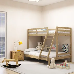 Kids Solid Timber Single over Double Bunk Bed Natural