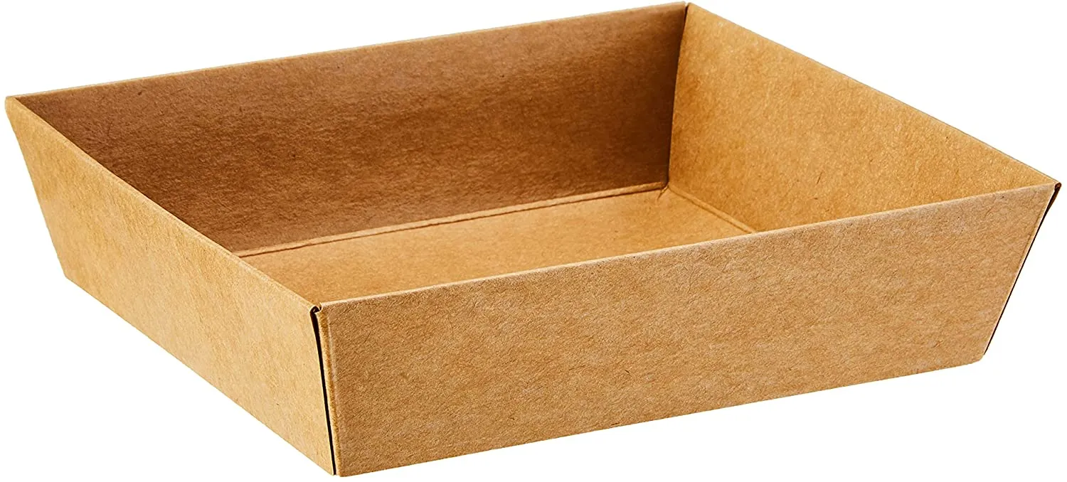 Large Paper Sushi Container, Tetra Sushi Box - Kraft Brown - 5" x 4 1/2" x 1 1/2" - 100ct Box