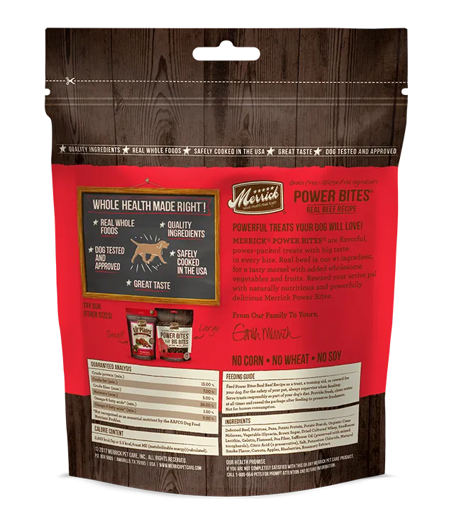 Merrick Power Bites Real Beef Recipe Dog Treats