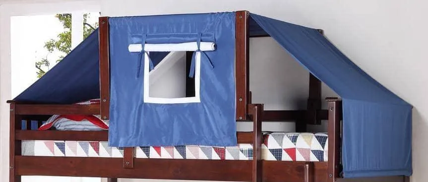 Miles Cappuccino Bunk Bed with Blue Tent Kit