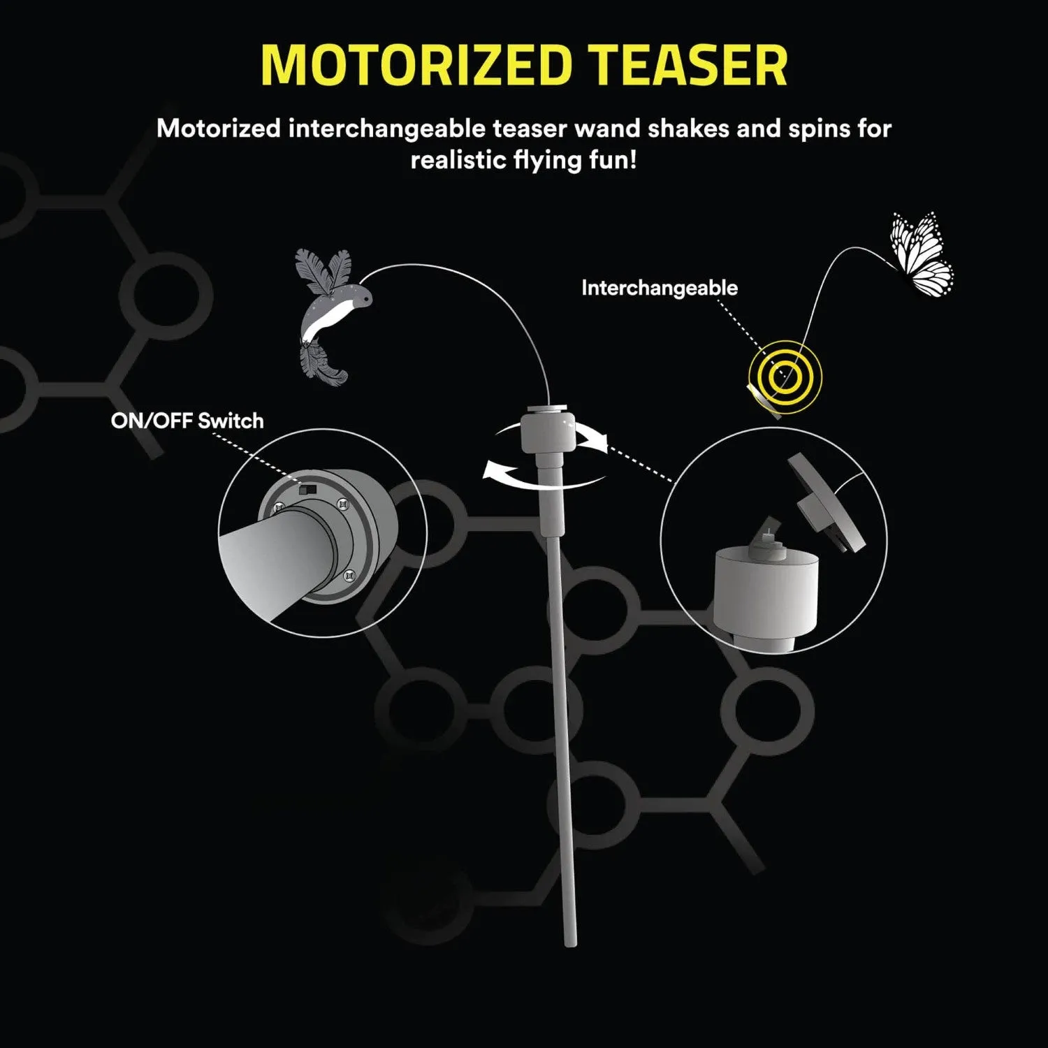 Motorized & Interchangeable Butterfly & Bird Teaser