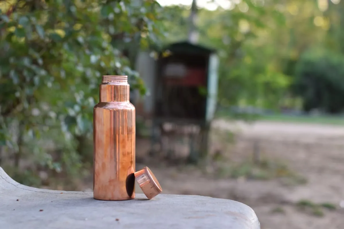 New Copper Bottle (Partial Antique) Handcrafted Copper Bottle