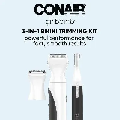 Open Box - Conair Girlbomb Lithium Ion-Powered 3-in-1 Bikini Trimming Kit - 5ct