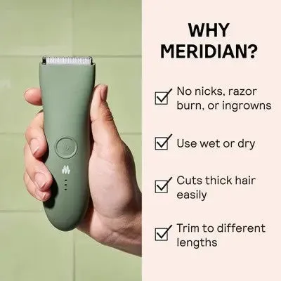 Open Box - MERIDIAN Trimmer Original, Pubic & Body Hair Trimmer for Men & Women, Below-the-Belt Groomer, Ball Trimmer, Bikini Trimmer, Sage