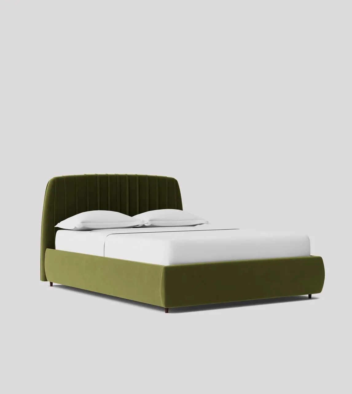 Paradise Furniture Low Profile Upholstered King Size Bed for Bedroom - Uphostry Bed Without Storage for Home (Green, Sheesham Wood)