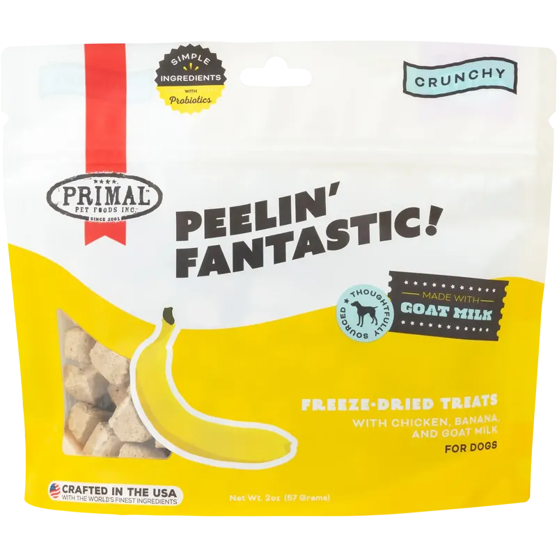 Primal Peelin' Fantastic Chicken, Banana, and Goat Milk Freeze Dried Dog Treats (2 oz)