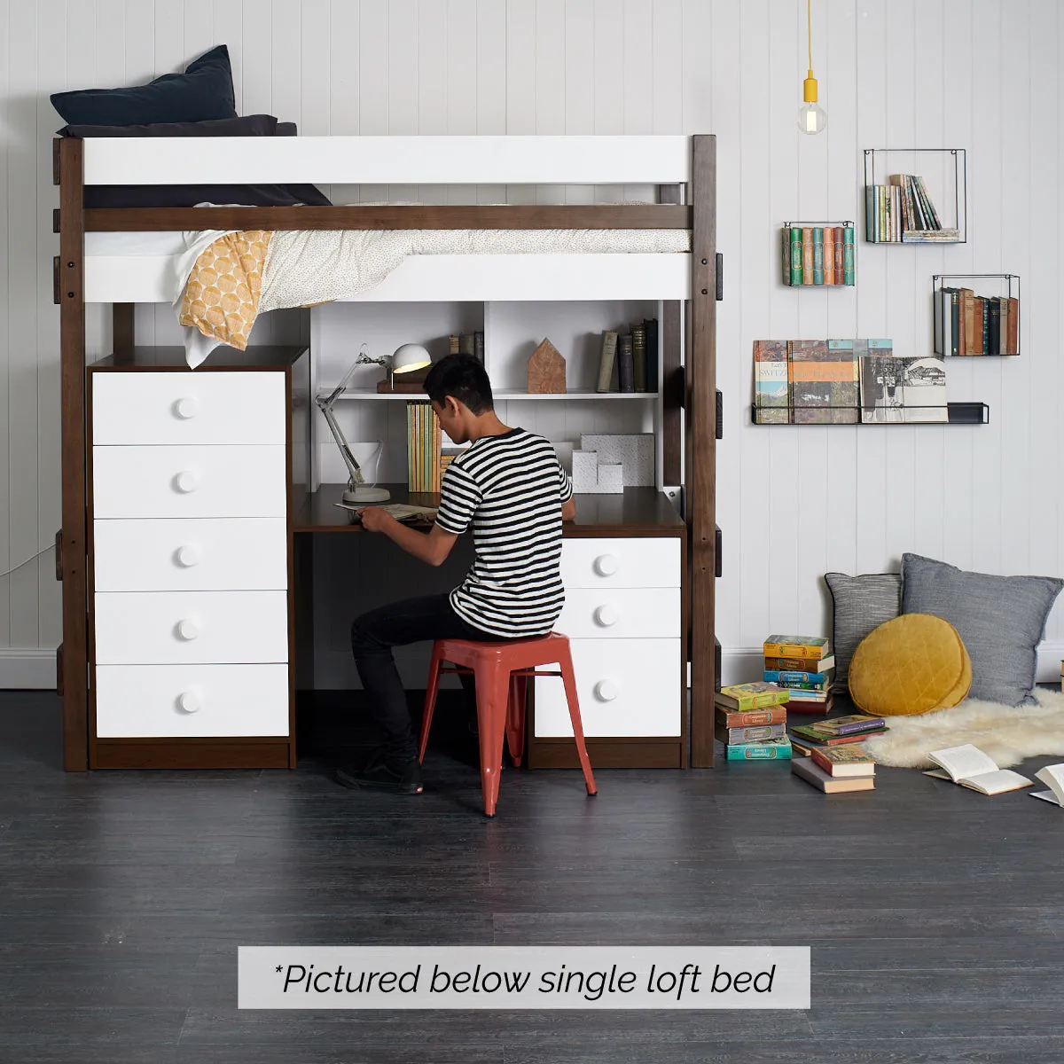 Queen Loft Bed Bench-Desk Space Saver