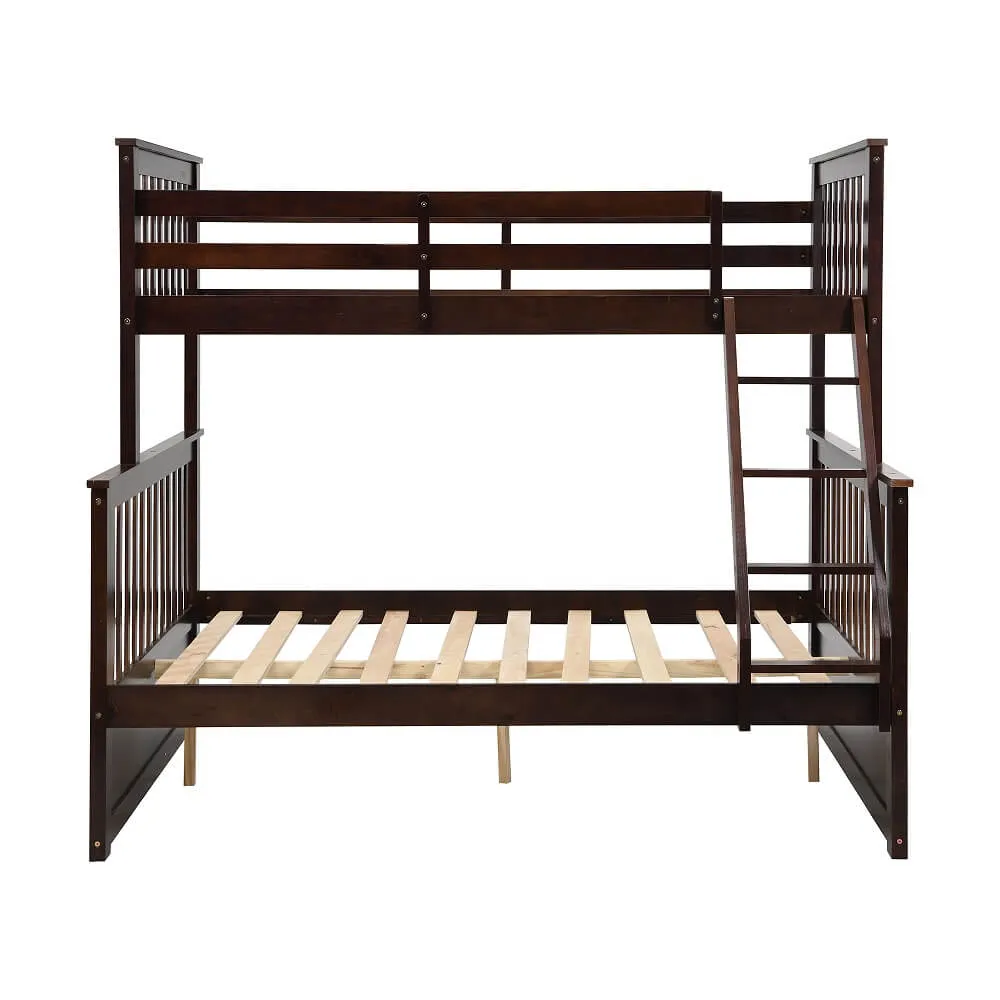 Solid Wood Bunk Beds for Kids, Twin Over Full Bunk Bed with 2 Drawers, Espresso