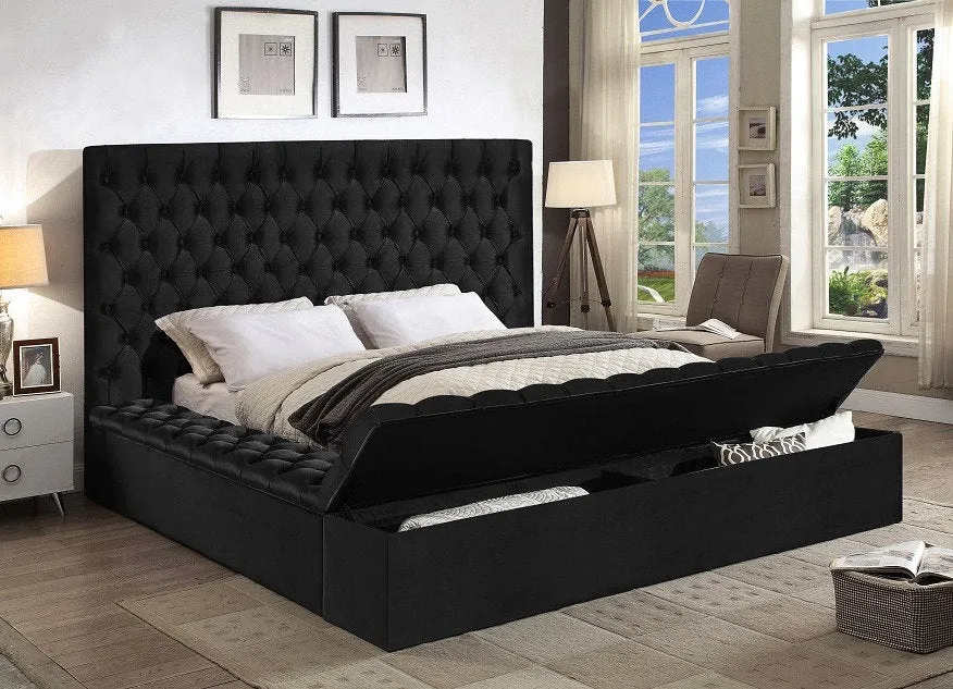 Space Saving and Luxurious Black Velvet Bed