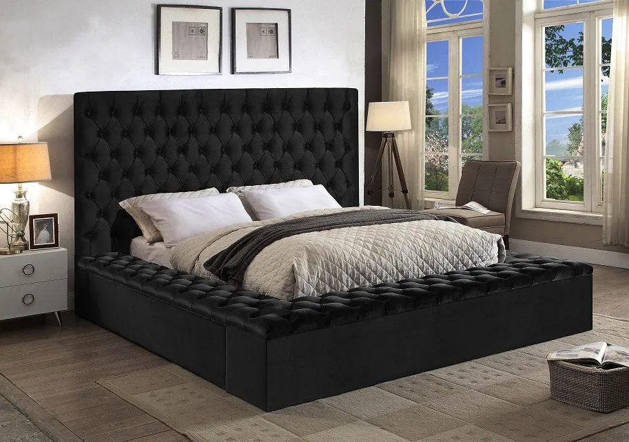 Space Saving and Luxurious Black Velvet Bed