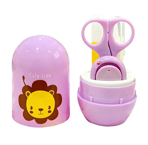 The Little Lookers 4-in-1 Grooming Kit/Manicure Kit for Babies/Infants/Toddler with Scissors, Nail Clipper, Filer, Tweezers (Baby Care Kit Egg_Pink, Pack of 1)