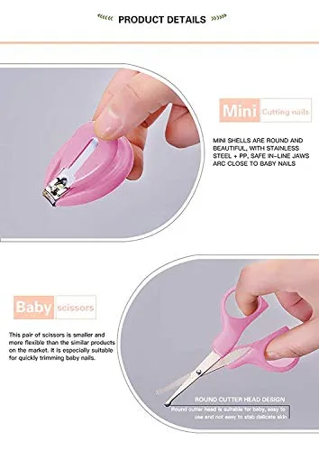 The Little Lookers 4-in-1 Grooming Kit/Manicure Kit for Babies/Infants/Toddler with Scissors, Nail Clipper, Filer, Tweezers (Baby Care Kit Egg_Pink, Pack of 1)