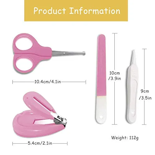 The Little Lookers 4-in-1 Grooming Kit/Manicure Kit for Babies/Infants/Toddler with Scissors, Nail Clipper, Filer, Tweezers (Baby Care Kit Egg_Pink, Pack of 1)