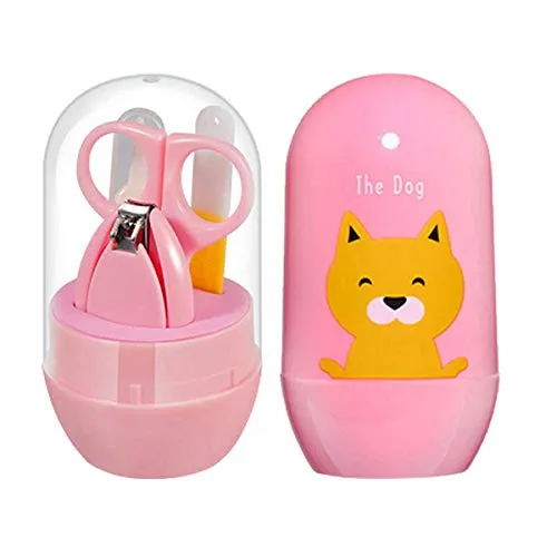 The Little Lookers 4-in-1 Grooming Kit/Manicure Kit for Babies/Infants/Toddler with Scissors, Nail Clipper, Filer, Tweezers (Baby Care Kit Egg_Pink, Pack of 1)