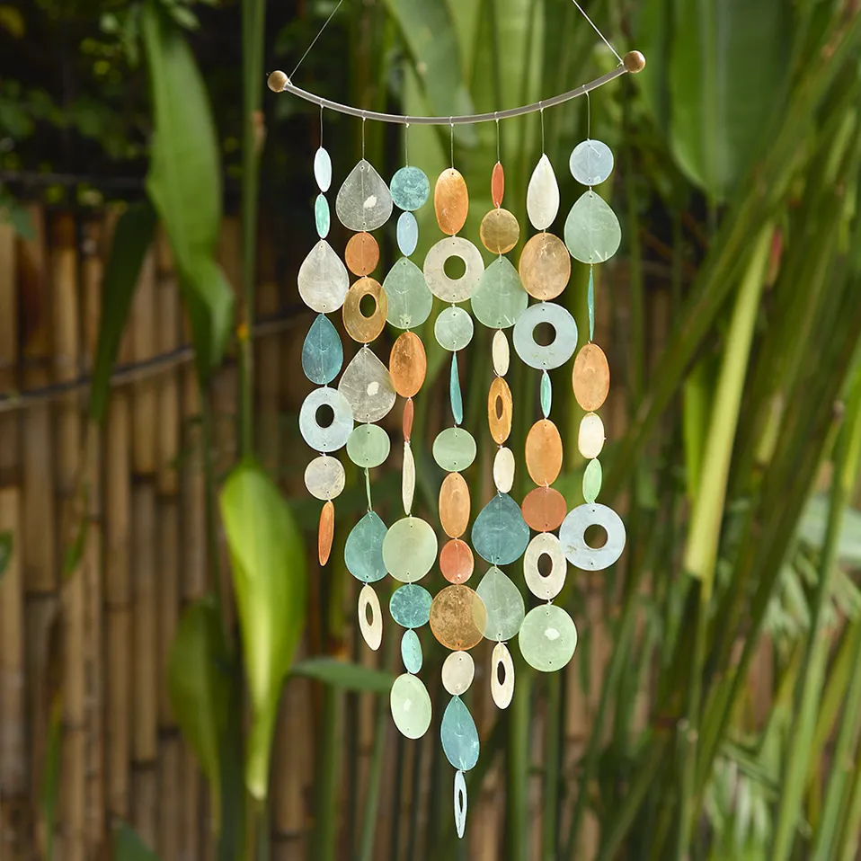 Tropical Flowers Inverted Arch Capiz Wind Chime