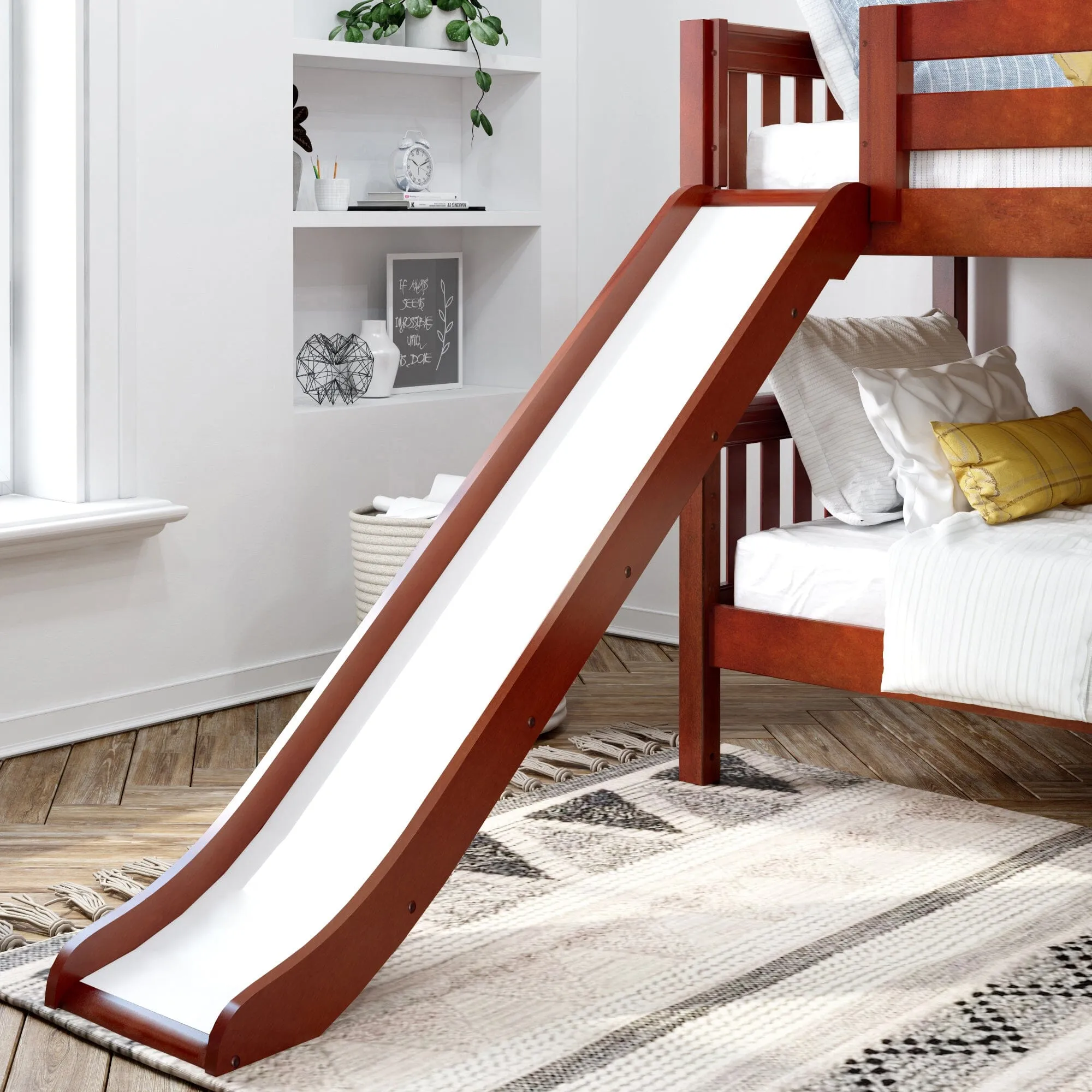 Twin Low Bunk Bed with Slide and Ladder