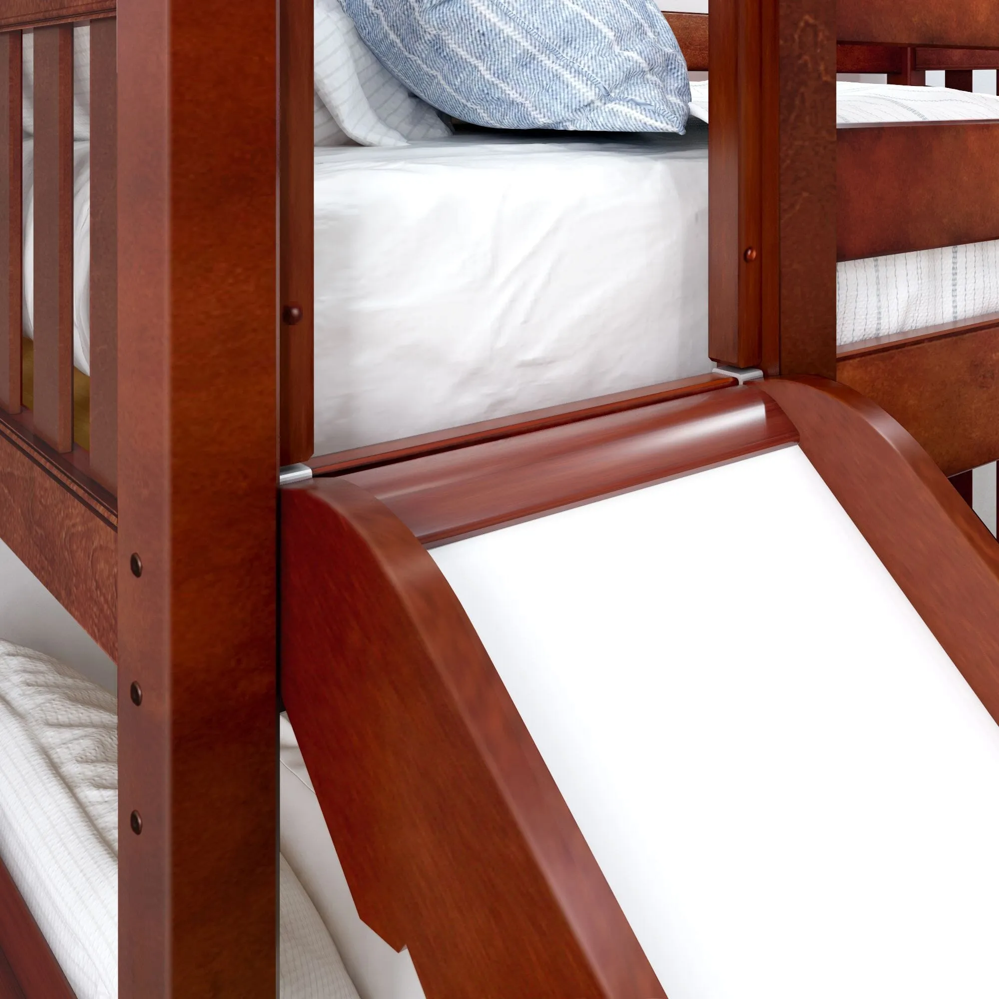 Twin Low Bunk Bed with Slide and Ladder