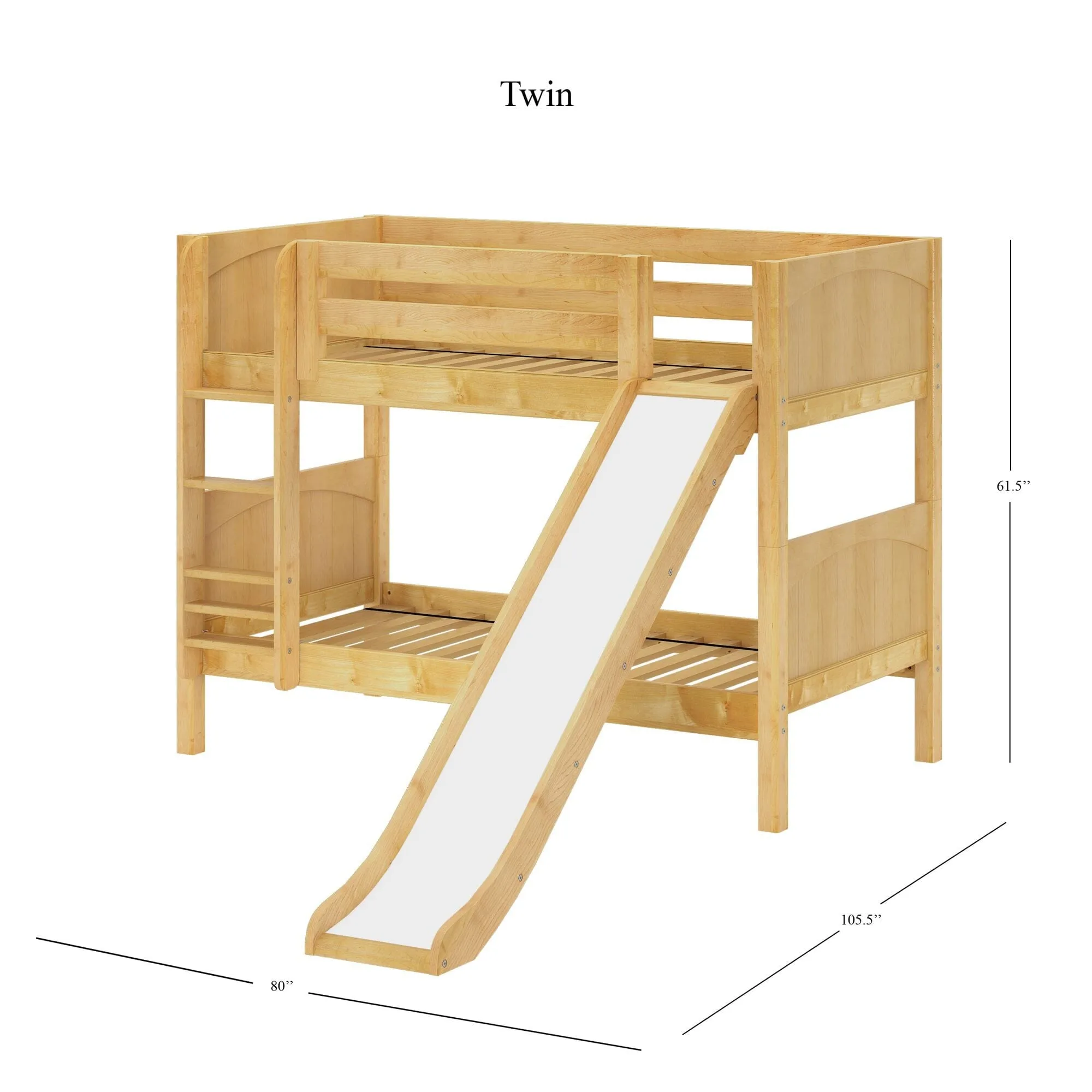 Twin Low Bunk Bed with Slide and Ladder