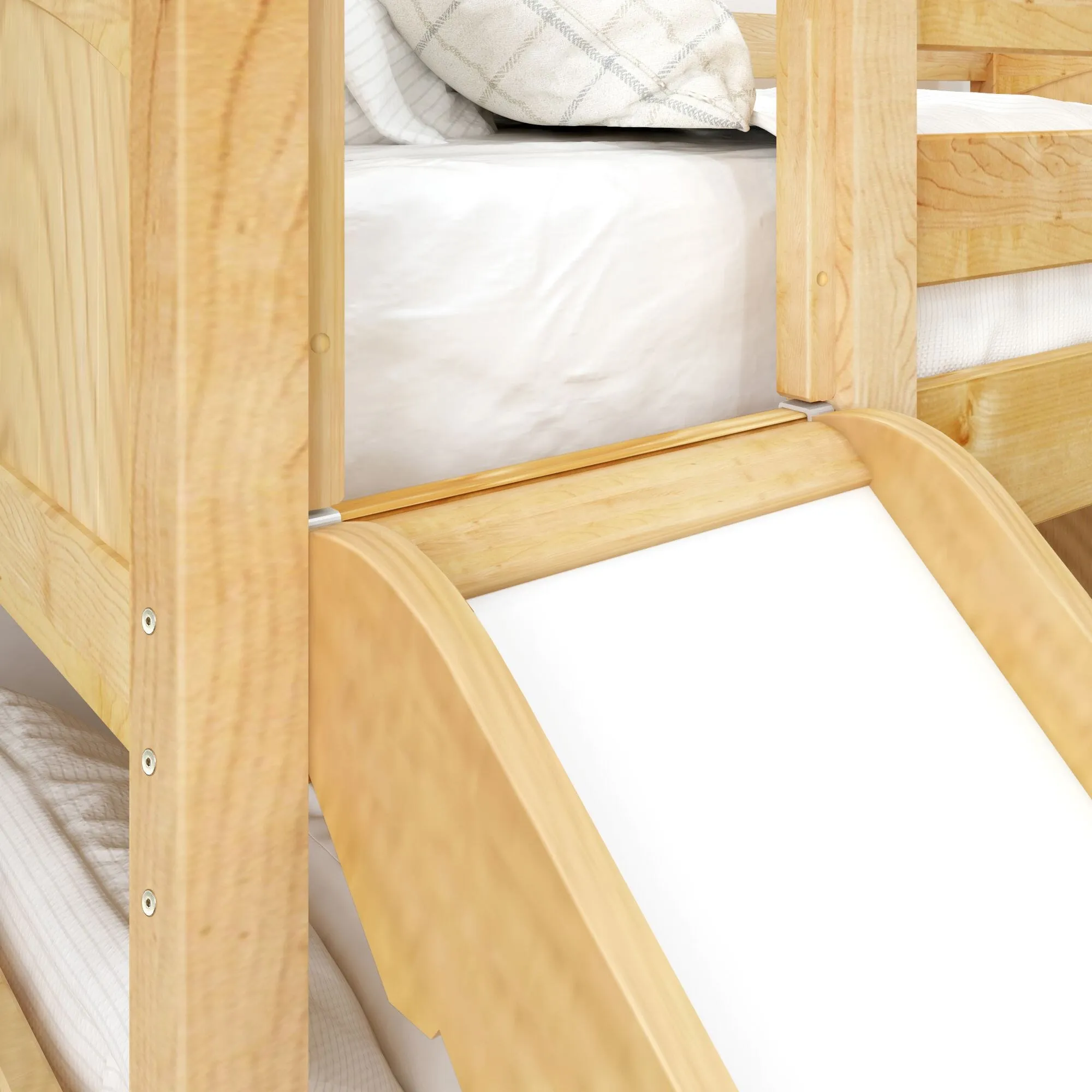 Twin Low Bunk Bed with Slide and Ladder