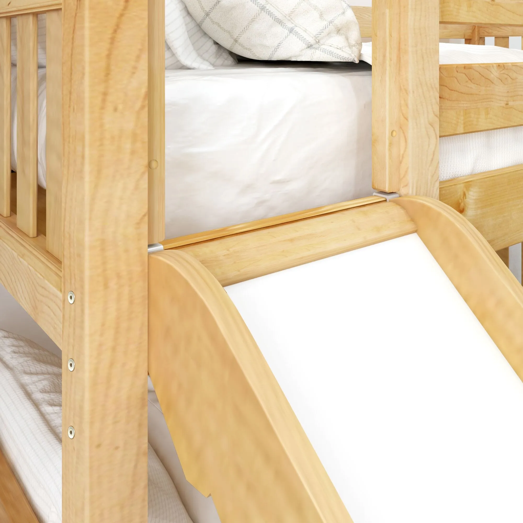 Twin Low Bunk Bed with Slide and Ladder