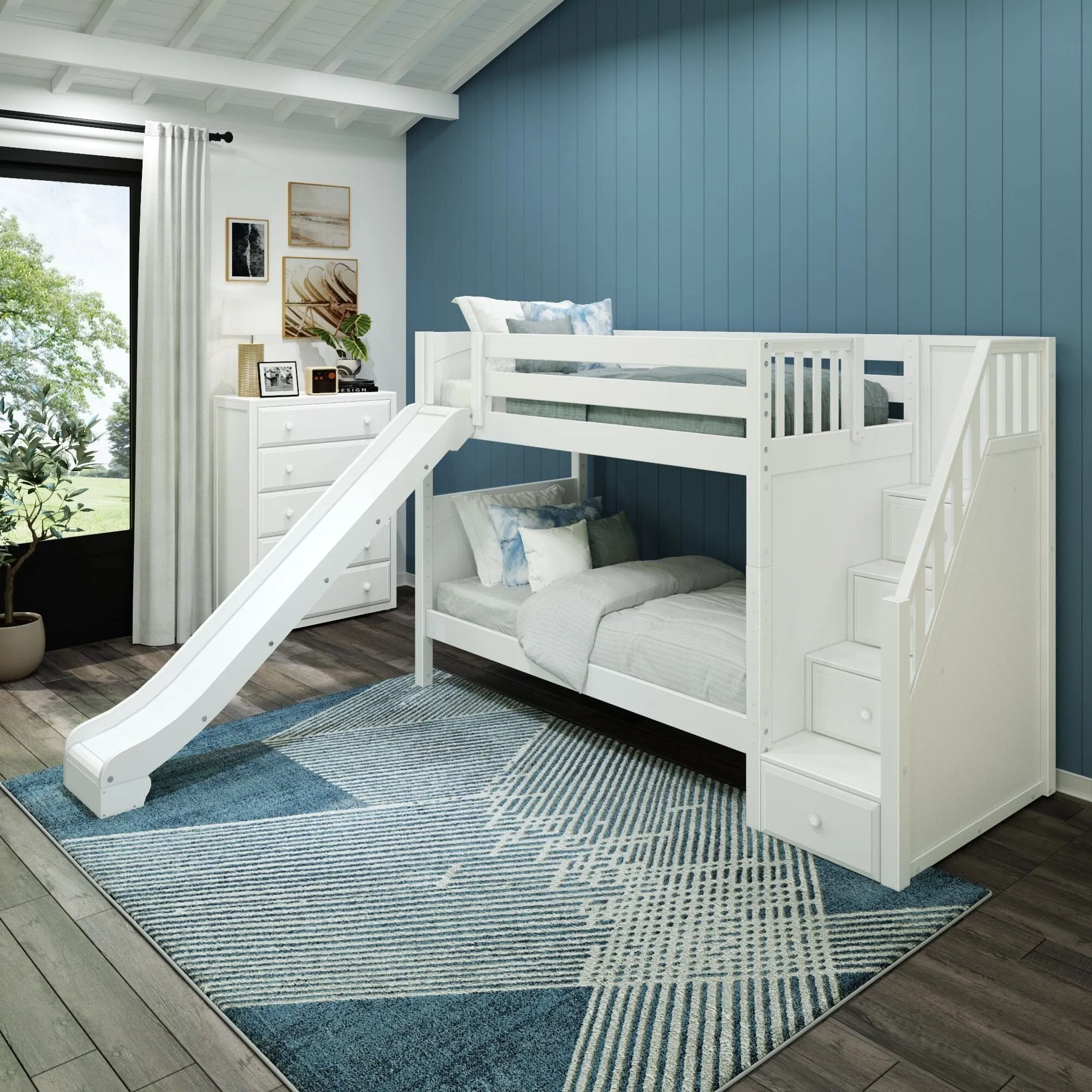 Twin Medium Bunk Bed with Stairs and Slide