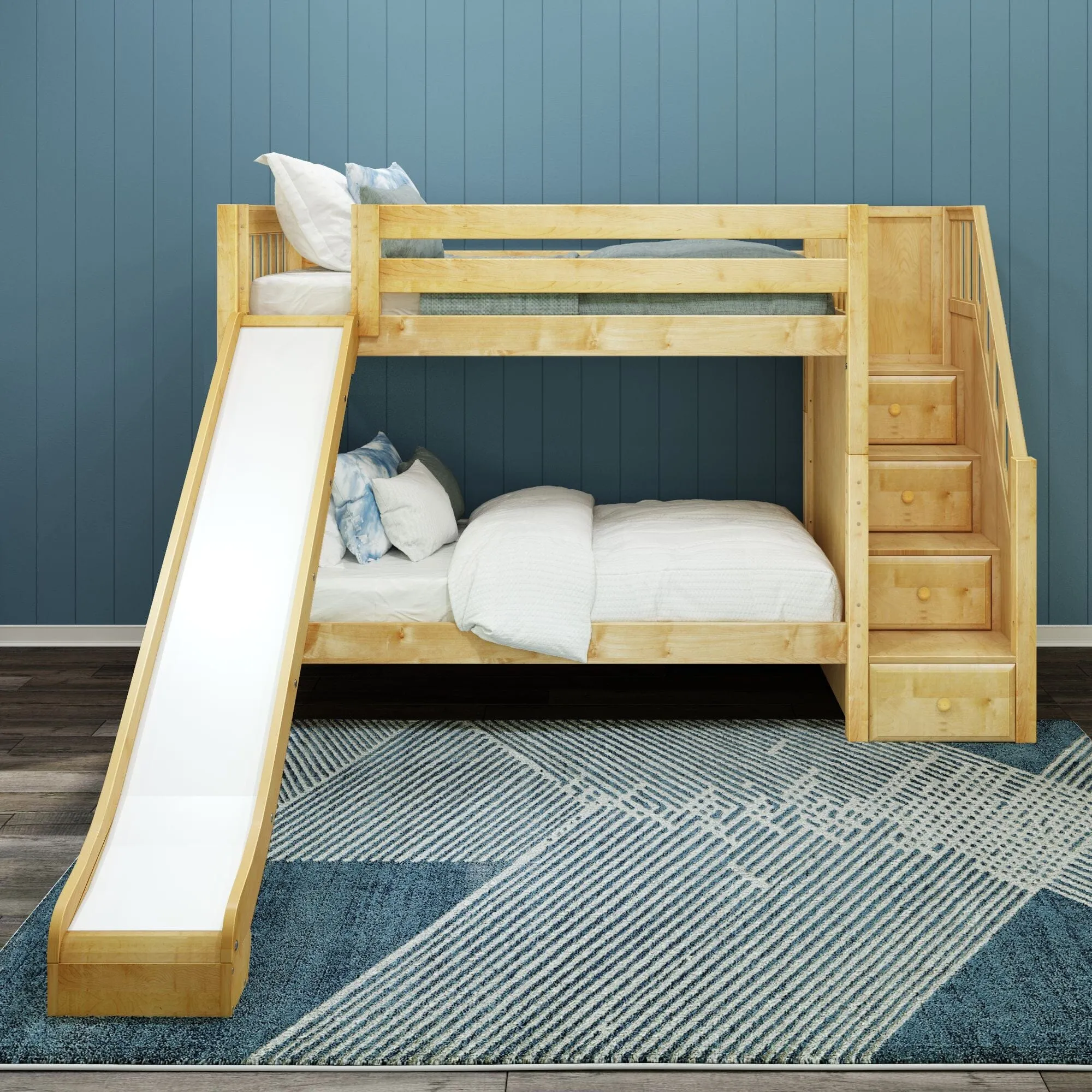 Twin Medium Bunk Bed with Stairs and Slide