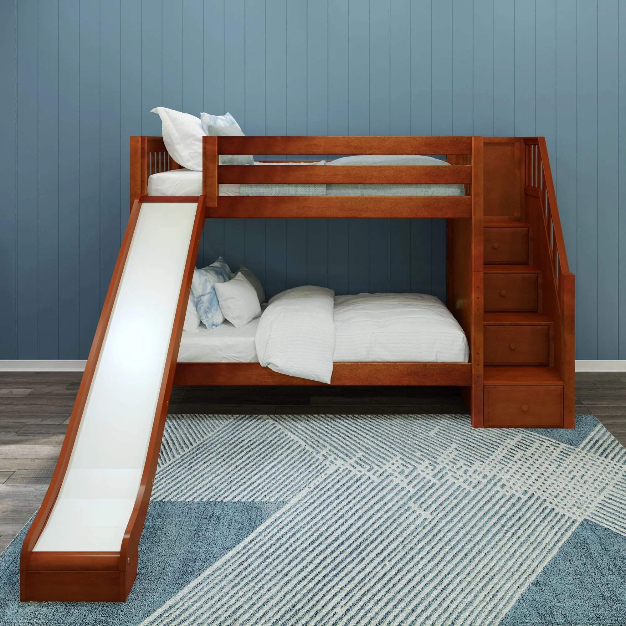 Twin Medium Bunk Bed with Stairs and Slide