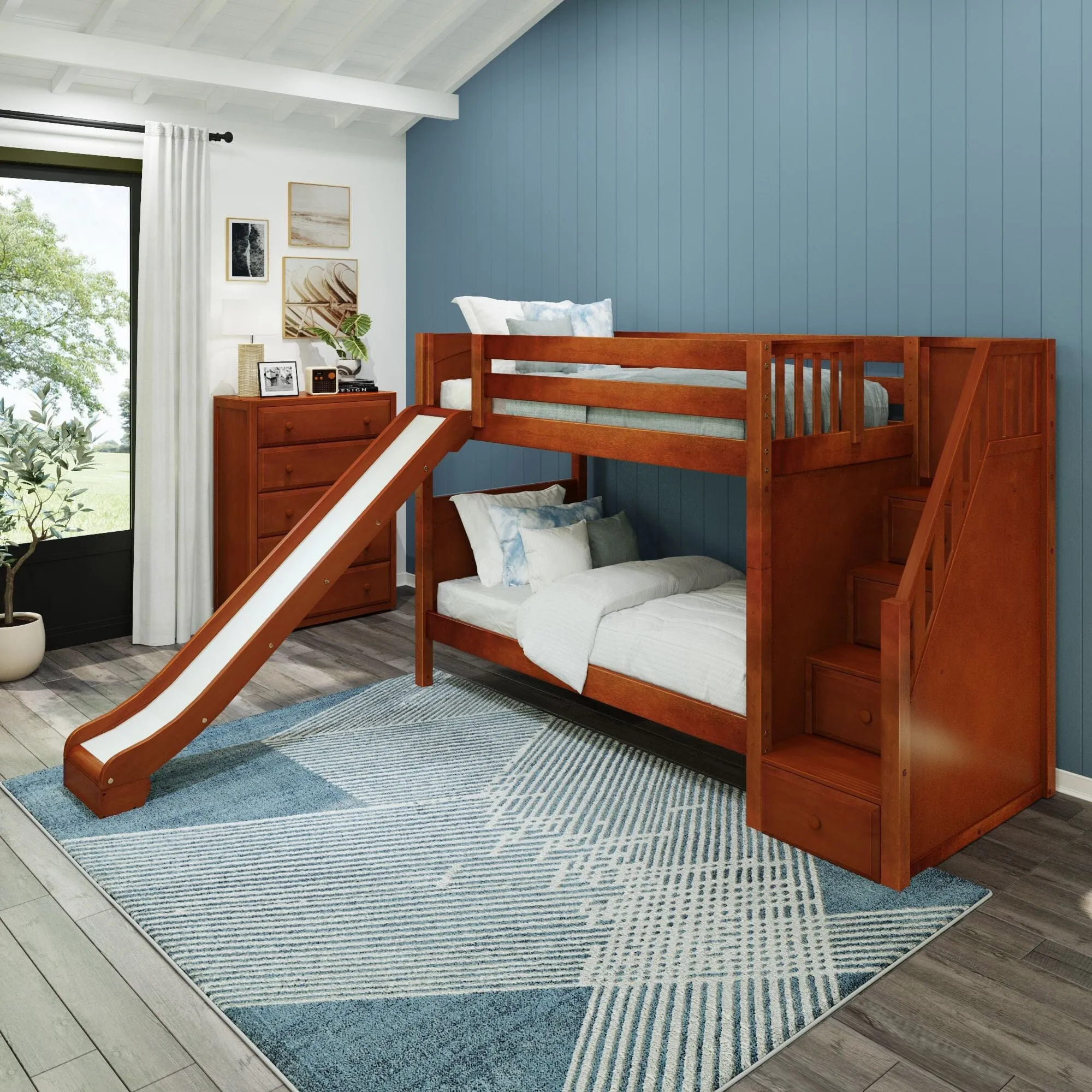 Twin Medium Bunk Bed with Stairs and Slide