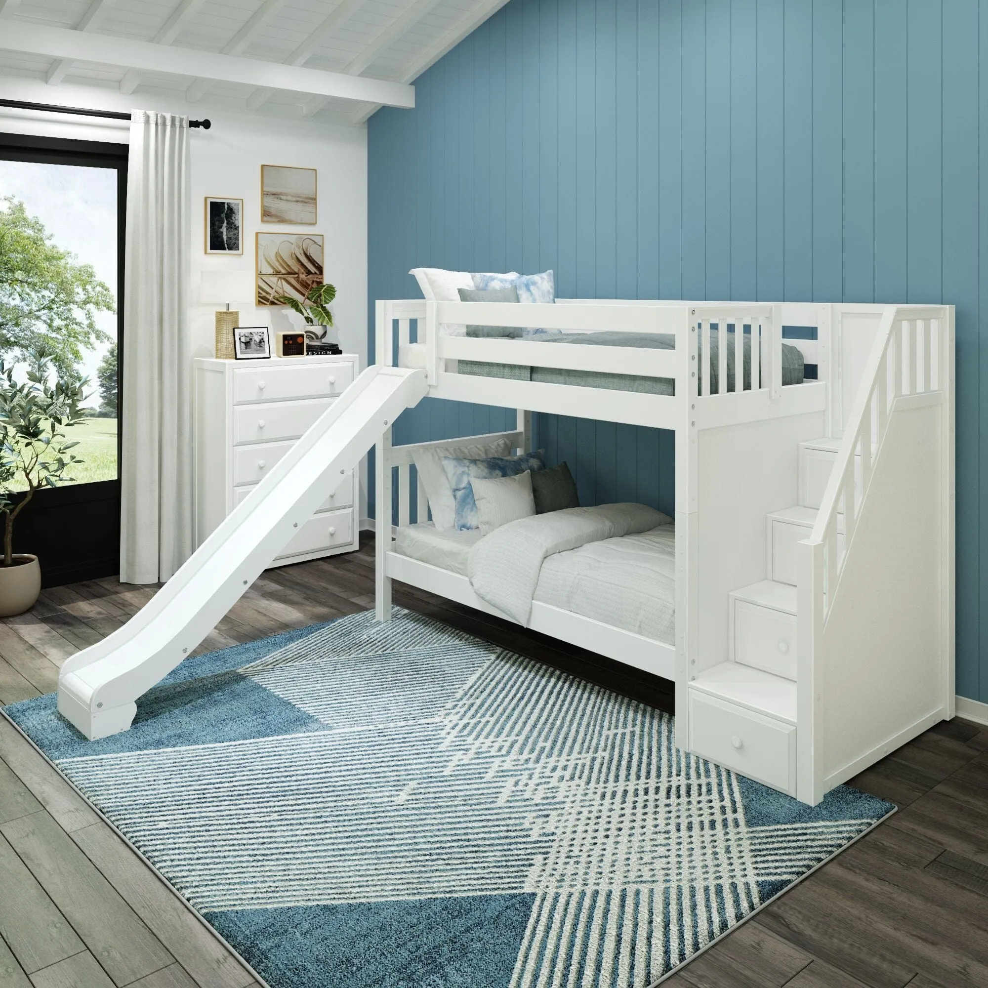 Twin Medium Bunk Bed with Stairs and Slide