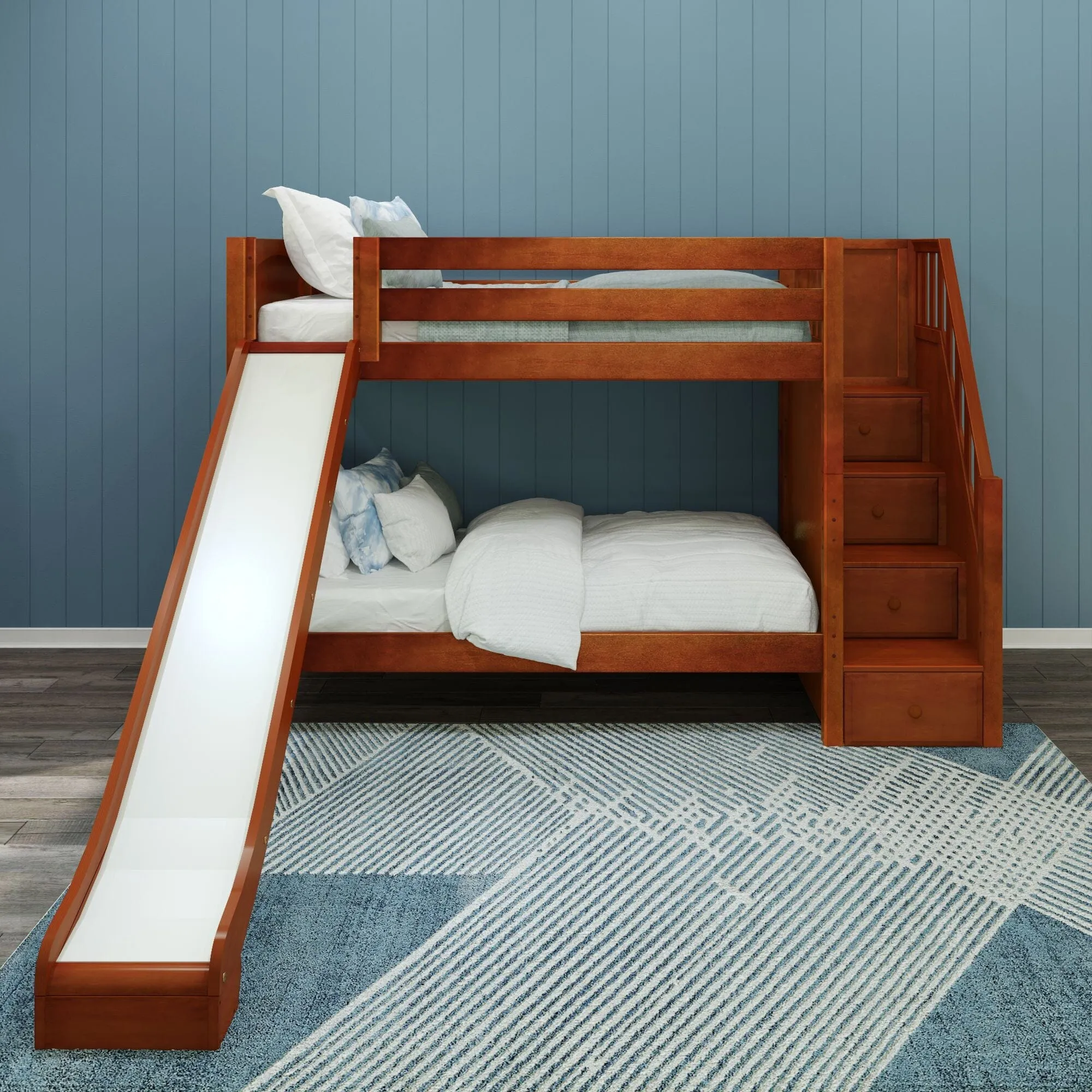 Twin Medium Bunk Bed with Stairs and Slide