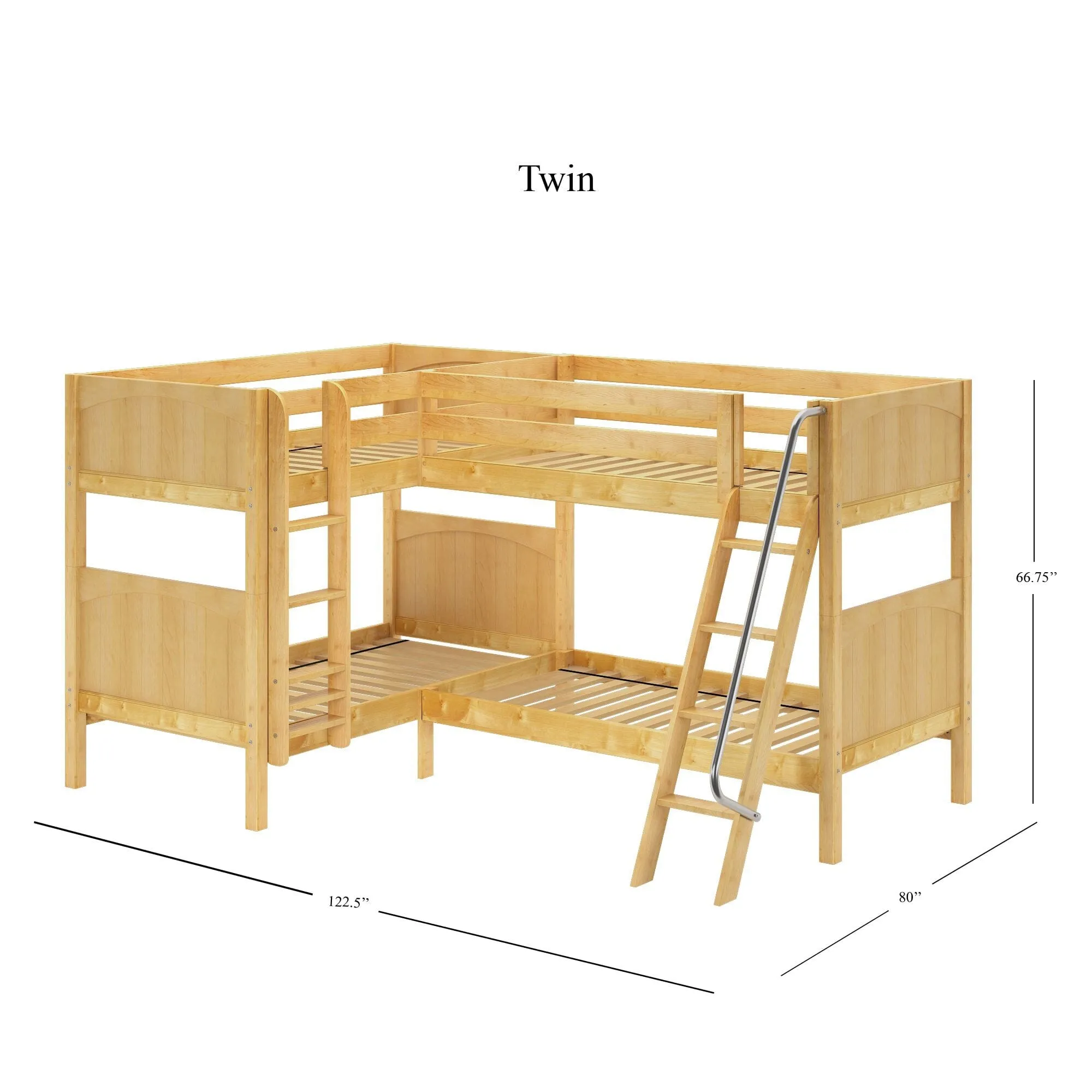 Twin Medium Corner Bunk with Straight Ladder and Angled Ladder