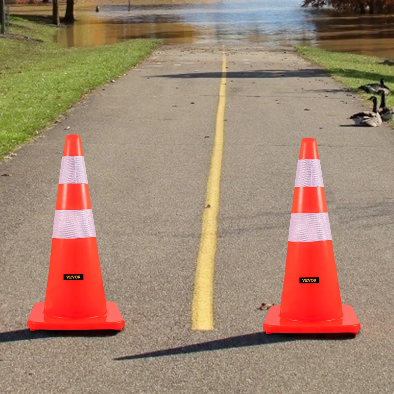 Vevor Safety Cones 28" PVC Traffic Cones Orange with 2 Reflective Collars and Weighted Base 12 PCS New