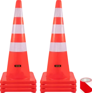 Vevor Safety Cones 36" PVC Traffic Cones Orange with 2 Reflective Collars and Weighted Base 6 PCS New