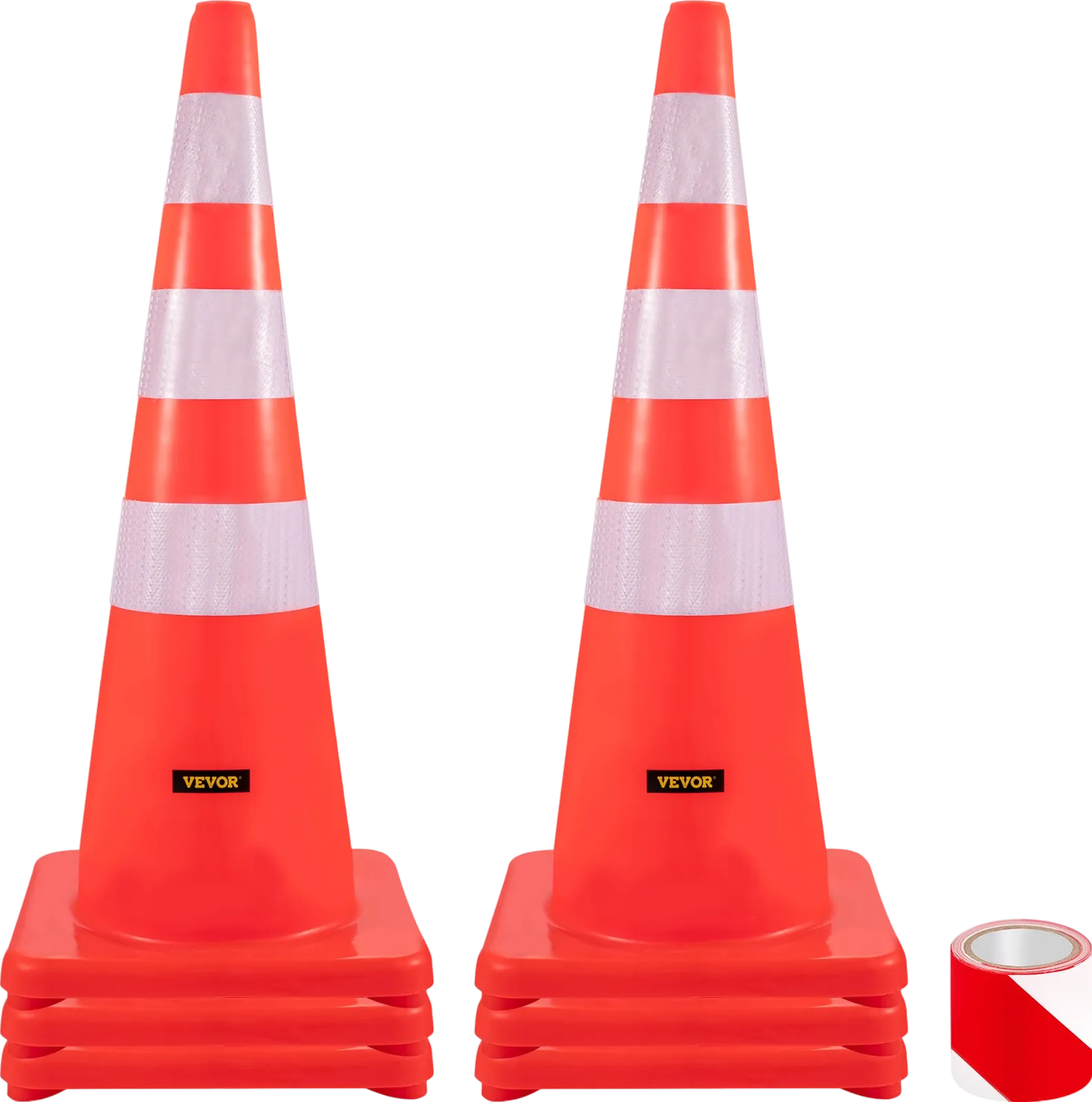 Vevor Safety Cones 36" PVC Traffic Cones Orange with 2 Reflective Collars and Weighted Base 6 PCS New