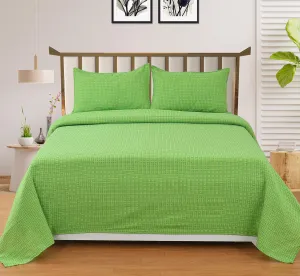 VINTAGE COLLECTIONS Cotton Double Bedsheet with 2 Pillow Covers, Handloom Bedsheets for Double Bed Combo (Green)